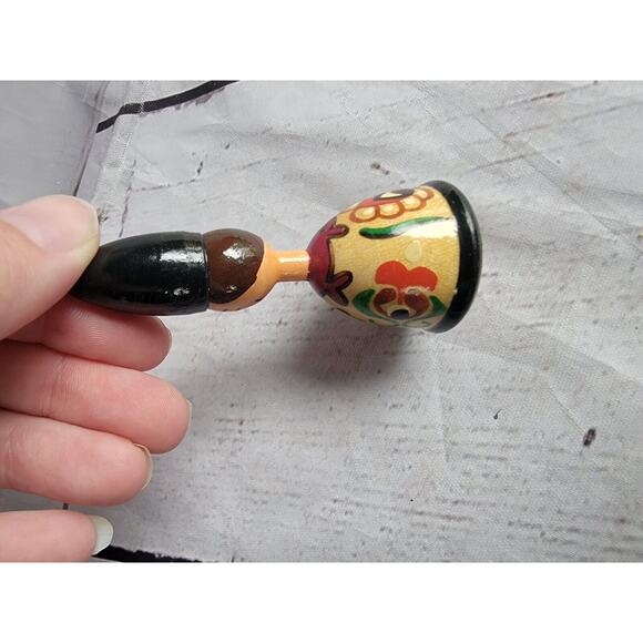 Vintage Hungarian Wooden Bottle Stoppers Hand Painted Wood With Cork READ - Picture 5 of 7